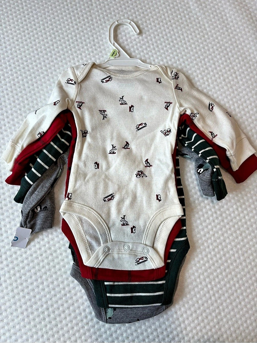 Carter's Holiday Long-Sleeve Bodysuit Multipack Gray & Red